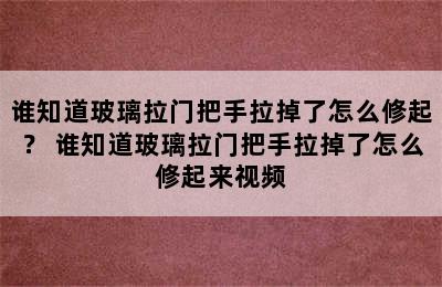 谁知道玻璃拉门把手拉掉了怎么修起？ 谁知道玻璃拉门把手拉掉了怎么修起来视频